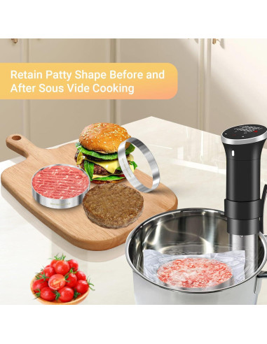 Anillos de Cocción para Hamburguesas Sous Vide Acero Inoxidable 6 Piezas