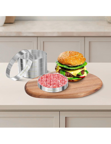 Anillos de Cocción para Hamburguesas Sous Vide Acero Inoxidable 6 Piezas