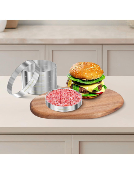 Anillos de Cocción para Hamburguesas Sous Vide Acero Inoxidable 6 Piezas