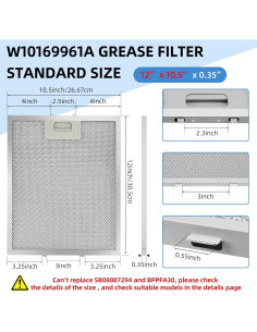 Filtro de Grasa W10169961A Fetechmate 2PC 30.48x26.67cm 2