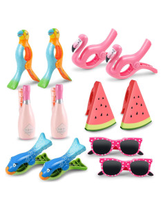 Paquete de 12 Clips para Toallas de Playa Autubin Jumbo Coloridos