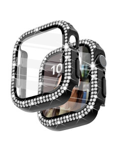 Funda protectora negra para Apple Watch 41mm con diamantes