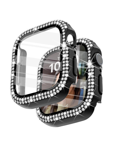 Funda protectora negra para Apple Watch 41mm con diamantes