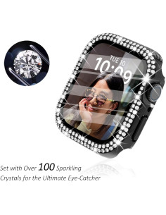 Funda protectora negra para Apple Watch 41mm con diamantes 2