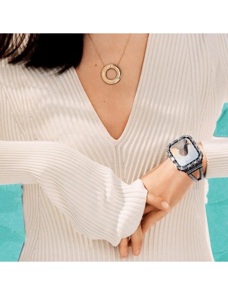 Funda protectora negra para Apple Watch 41mm con diamantes