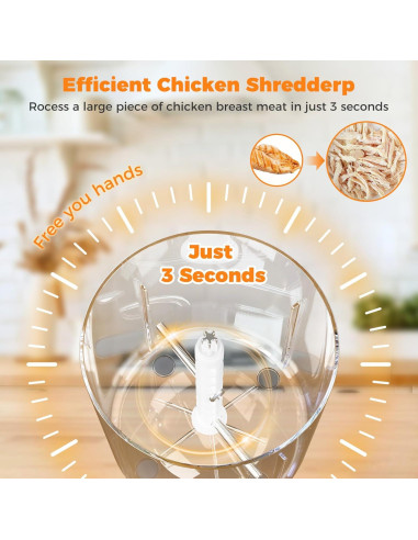 Desgarrador de Pollo Eléctrico Furnovo 250W 2L Acero Inoxidable