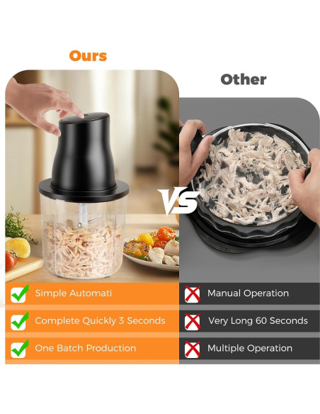 Desgarrador de Pollo Eléctrico Furnovo 250W 2L Acero Inoxidable