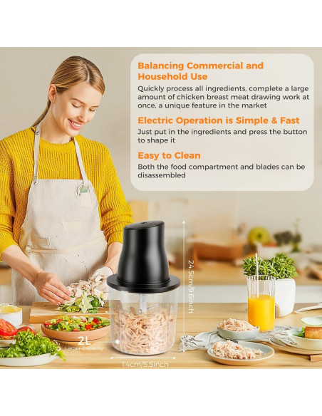 Desgarrador de Pollo Eléctrico Furnovo 250W 2L Acero Inoxidable