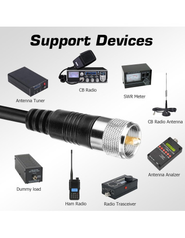 Cable Coaxial RG8X 0.91m RFAdapter PL259 Macho a Macho 50 Ohm