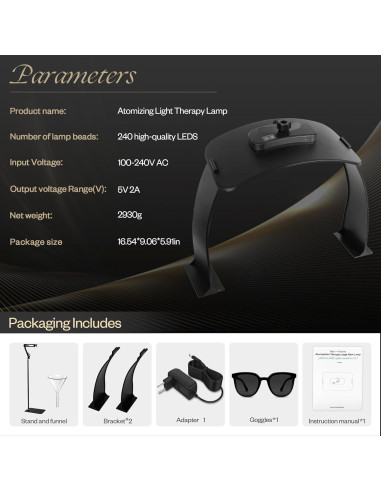 Lámpara de Terapia de Luz Roja LuxReyan 660nm 850nm con Soporte