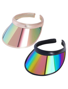 Paquete de 2 Sombreros Visera de Sol UV Iridiscente Unisex