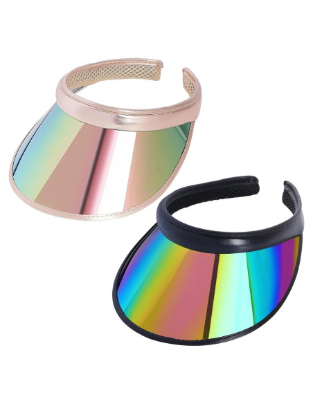 Paquete de 2 Sombreros Visera de Sol UV Iridiscente Unisex