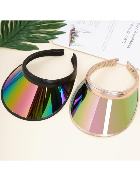 Paquete de 2 Sombreros Visera de Sol UV Iridiscente Unisex