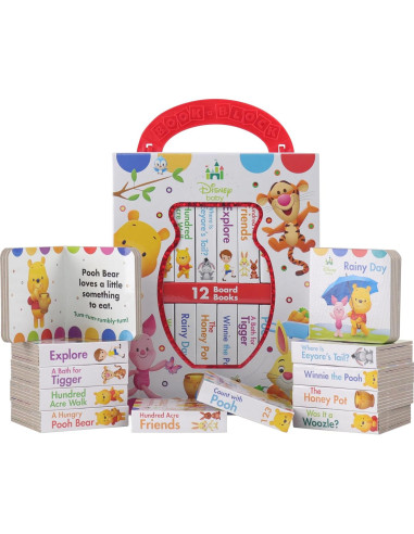 Disney Baby: Winnie the Pooh - My First Library - 12 Board Book Set - First Words, Counting, and More! - PI Kids