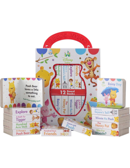 Disney Baby: Winnie the Pooh - My First Library - 12 Board Book Set - First Words, Counting, and More! - PI Kids