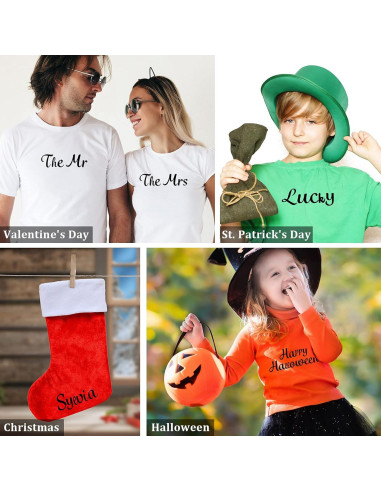 18 Letras de Planchar Outus en PU Negro para Manualidades