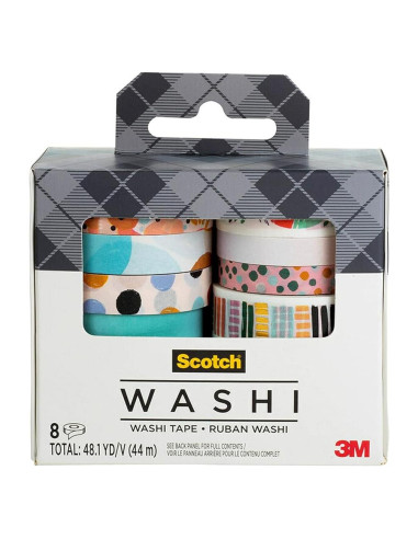 Cinta Washi Scotch Abstracto 8 Rollos 7-15mm para DIY