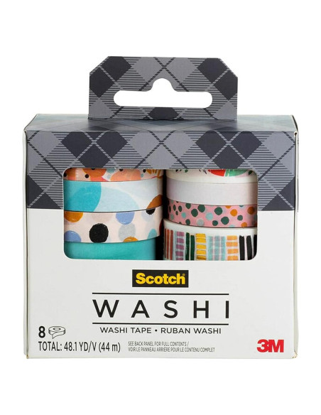 Cinta Washi Scotch Abstracto 8 Rollos 7-15mm para DIY
