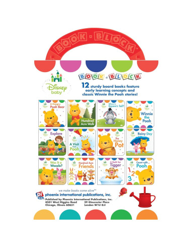Disney Baby: Winnie the Pooh - My First Library - 12 Board Book Set - First Words, Counting, and More! - PI Kids