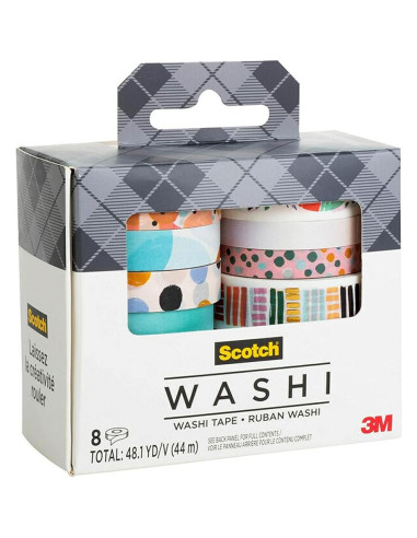 Cinta Washi Scotch Abstracto 8 Rollos 7-15mm para DIY