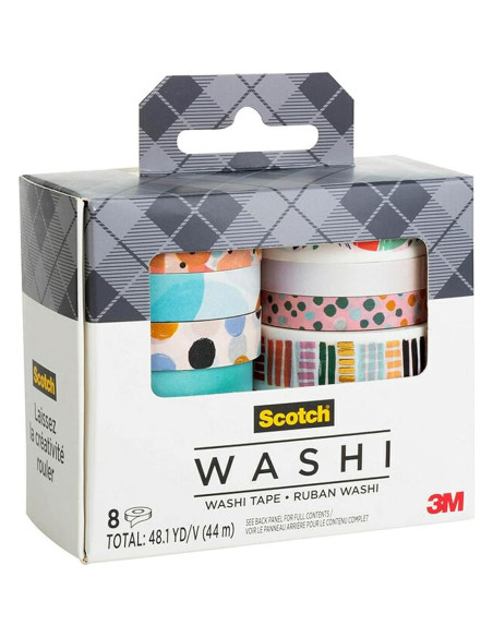 Cinta Washi Scotch Abstracto 8 Rollos 7-15mm para DIY