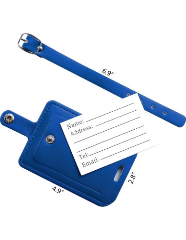 Etiquetas de Equipaje de Cuero PU Z - Paquete de 2 Azul