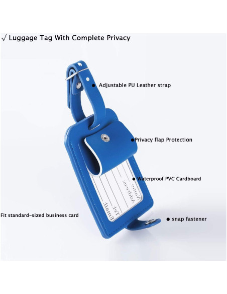 Etiquetas de Equipaje de Cuero PU Z - Paquete de 2 Azul