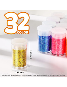 Set de Brillo Fino LEOBRO 32 Colores para Manualidades 160g 2