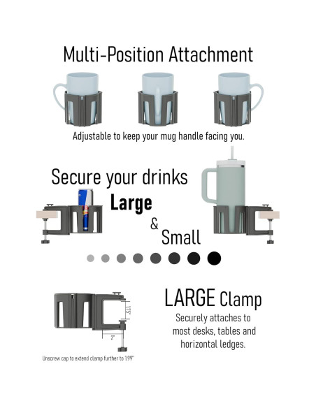 Soporte de Taza Grande Cup-Holster Negro para Escritorio