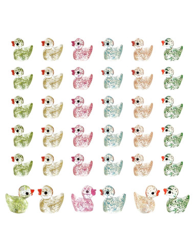 Paquete de 36 Patitos Miniatura de Resina Brillantes