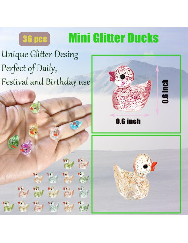 Paquete de 36 Patitos Miniatura de Resina Brillantes