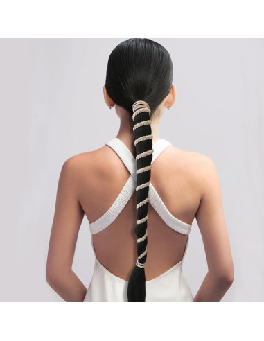 Tiras de Cabello Espiral Elásticas Merunone 86 cm para Cabello Grueso