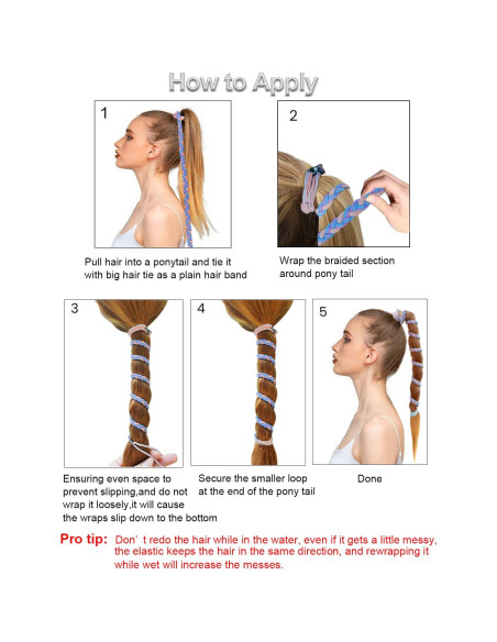 Tiras de Cabello Espiral Elásticas Merunone 86 cm para Cabello Grueso