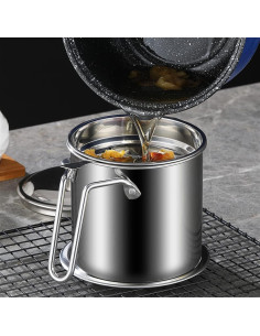 Contenedor de Grasa YYJINGYOU 1.3L Acero Inoxidable con Colador 2