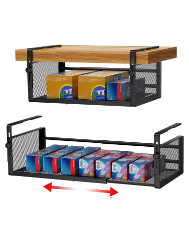 2 Pack Canasta Bajo Estante AmonHouseware Ajustable 37.8-57.4cm
