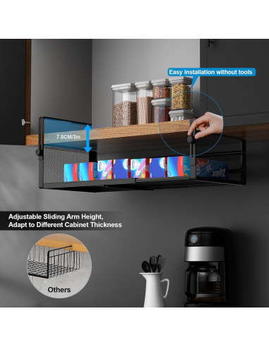 2 Pack Canasta Bajo Estante AmonHouseware Ajustable 37.8-57.4cm