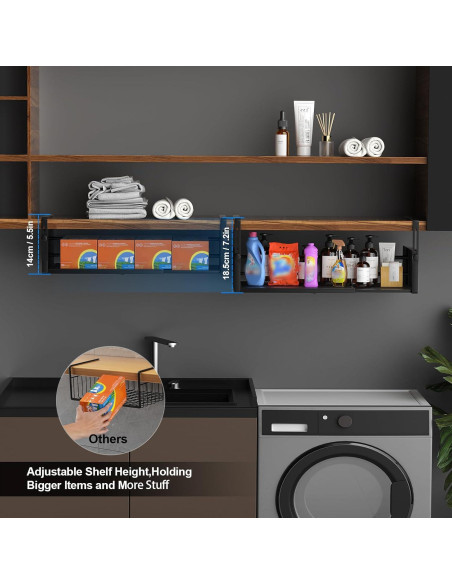 2 Pack Canasta Bajo Estante AmonHouseware Ajustable 37.8-57.4cm