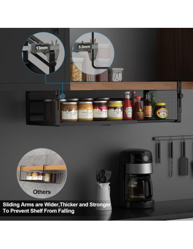 2 Pack Canasta Bajo Estante AmonHouseware Ajustable 37.8-57.4cm