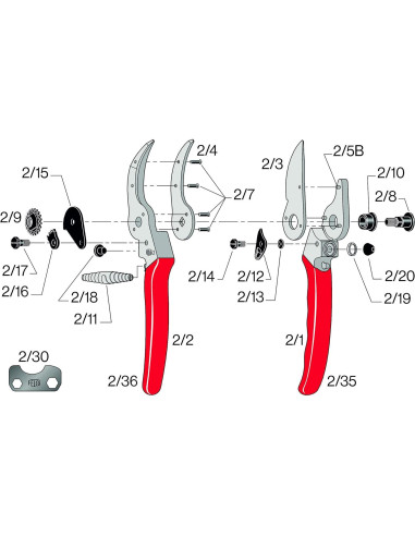 Tijeras de Podar Felco F2 - 23.5 cm, Aluminio, Bypass