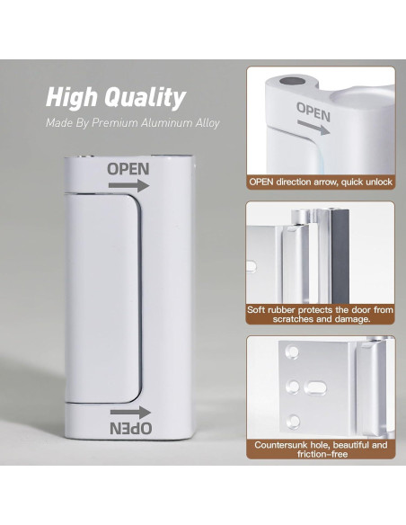 Cerradura de Refuerzo de Seguridad Awdia Blanca 1 Paquete