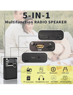 Radio Portátil AM FM SW Y-706 Wenpzeray - Compacta y Ligera 2