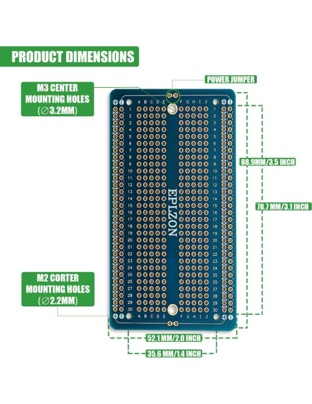 10 Pcs Placa de Circuito Impreso Soldable EPLZON 88.9x52.1mm Azul