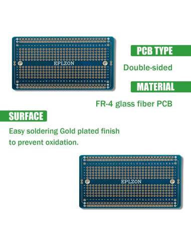 10 Pcs Placa de Circuito Impreso Soldable EPLZON 88.9x52.1mm Azul