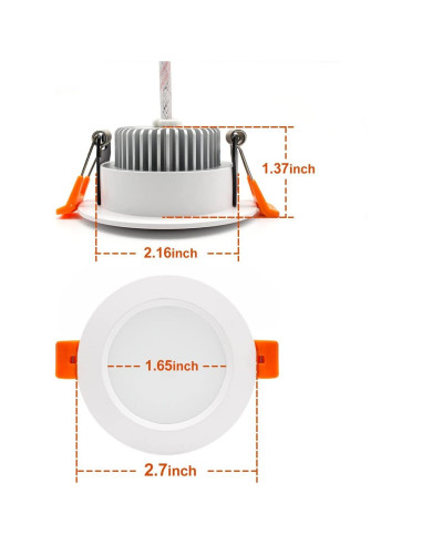 Downlight LED Regulable YGS-Tech 3W 2700K Blanco Ultra Cálido