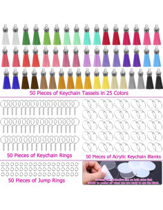 Kit 50 Llaveros Acrílico en Blanco Shynek para Manualidades 2