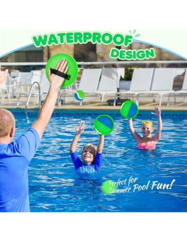 Juego de Lanzar y Atrapar TEILLNET - 4 Palas y 4 Pelotas - Azul