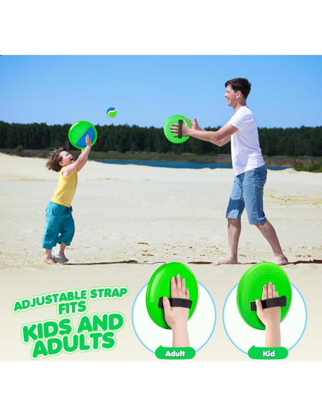 Juego de Lanzar y Atrapar TEILLNET - 4 Palas y 4 Pelotas - Azul