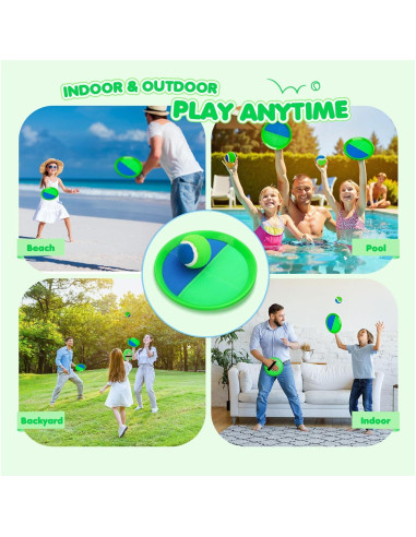 Juego de Lanzar y Atrapar TEILLNET - 4 Palas y 4 Pelotas - Azul