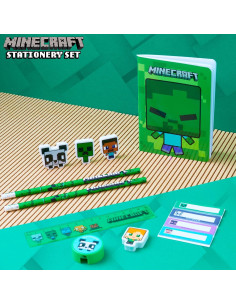 Estuche de Lápices Minecraft Verde con Set de Papelería Escolar 2