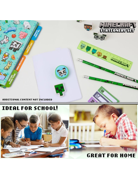 Estuche de Lápices Minecraft Verde con Set de Papelería Escolar